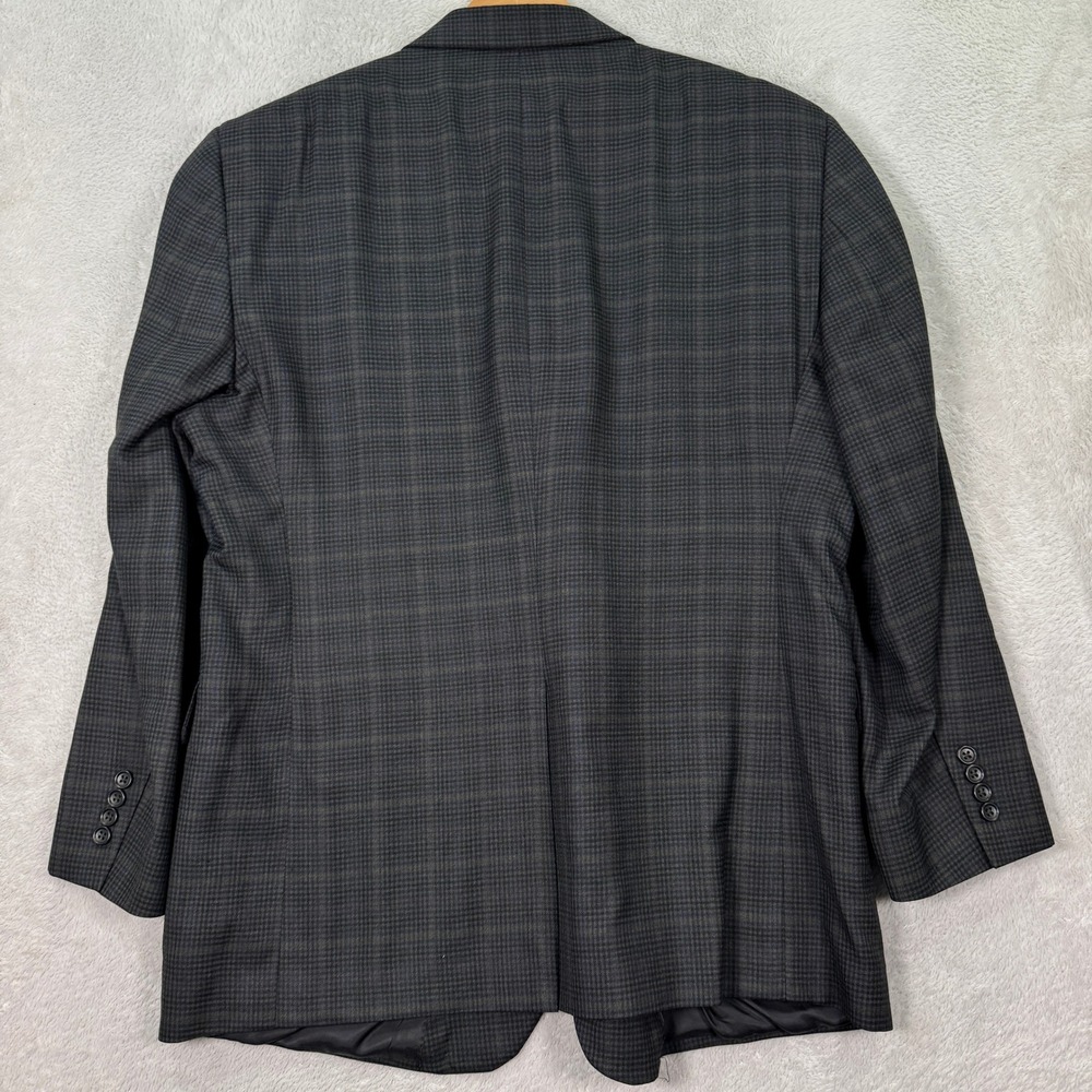 Jos‎ A Bank Mens 48R Silk Wool Plaid Sport Coat Blazer Jacket Charcoal Blue EUC - Picture 9 of 11